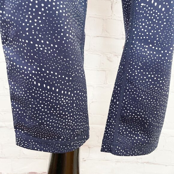 Zella High-Rise Cropped Athletic Leggings Women's Large Blue White Dot Print - Picture 3 of 9